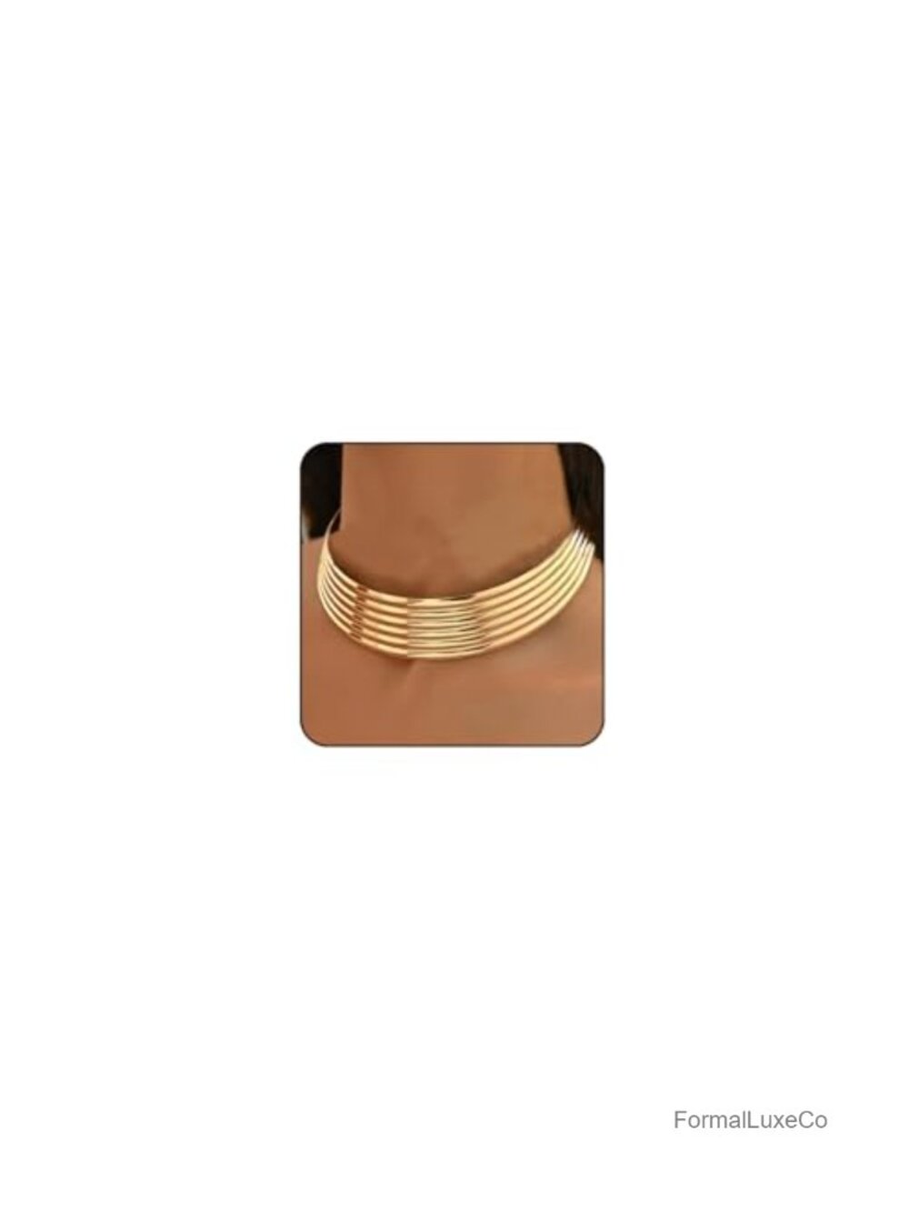 Chunky Gold Tone Collar Necklace Wide Vintage Layered Choker